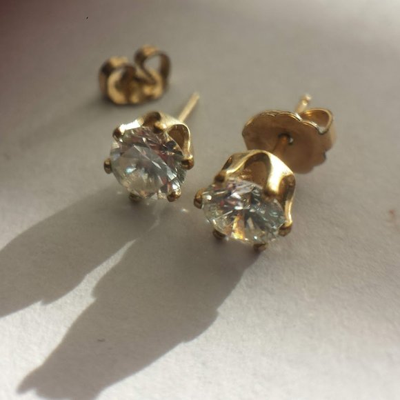 2 Carat CZ 14K Gold Stud Earrings - Picture 13 of 15